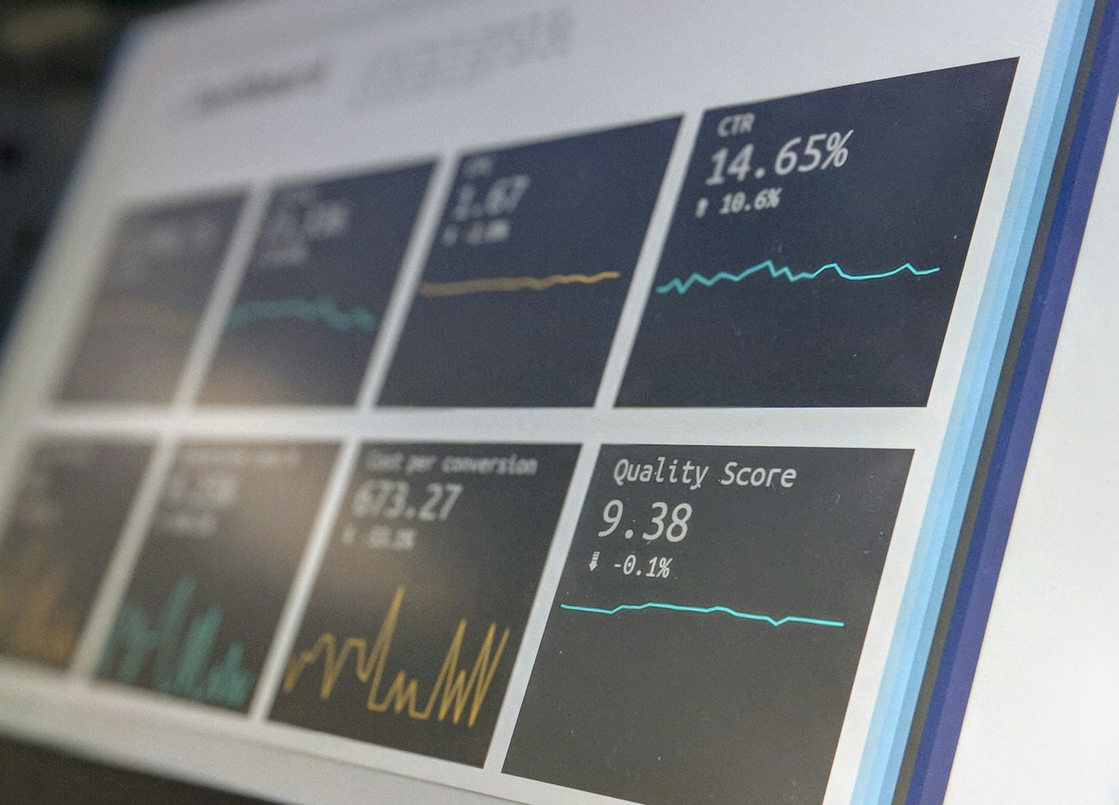 PPC campaign reporting dashboard on a laptop screen